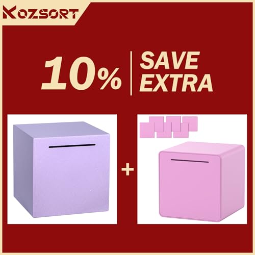 2 PCS Piggy Bank for Adults Must Break to Open, Assembled Money Savings Box Pinkish Purple 6 inch+Stainless Steel Saving Bank Purple 4.72 inch