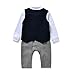 AJia Gentleman style Baby Boy's Romper&Vest&Bowtie 3 Pieces Clothes Suit 2 Color