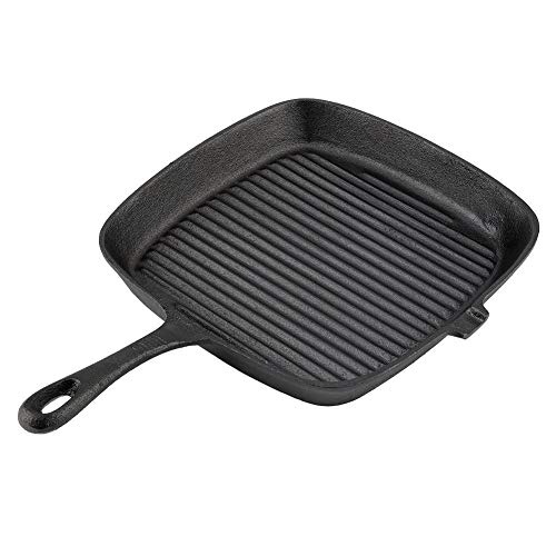 Griddle Pan, Square Ridged Frying Pan Cooking Pan Cast Iron Non-Stick Griddle Pan Stir Anti Slip Grill Pan Anti Scratch Pot for Kitchen Cooking 24.2×23×3cm