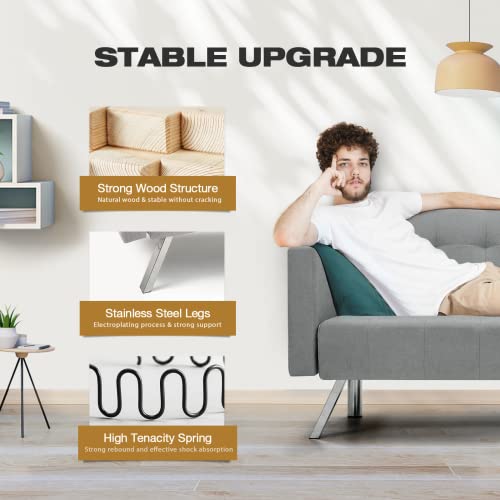 Vicluke Convertible Futon Sofa Bed with Adjustable Backrest, Chenille Fabric SplitBack Sleeper