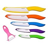 Ceramic Knife Set - TAKIUP 6 Piece Kicthen Knife Set with Sheath Covers and Peeler Set - kitchen Chef Chef's Paring Bread Set