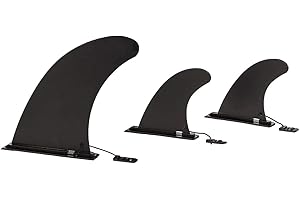 UPWELL SUP Center Fin & 2 Side Fins with No-Tool Fin Screw, Fiberglass Reinforced 9 & 4.5 inch SUP Replacement Fins for Surfb
