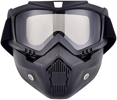 Motorcycle addict Motorcycle Helmet Mask Detachable Goggles Vintage Helmet Glasses ATV KTM Off-Road glasses Open face Harley Helmets Goggles Mask (Transparent lens)