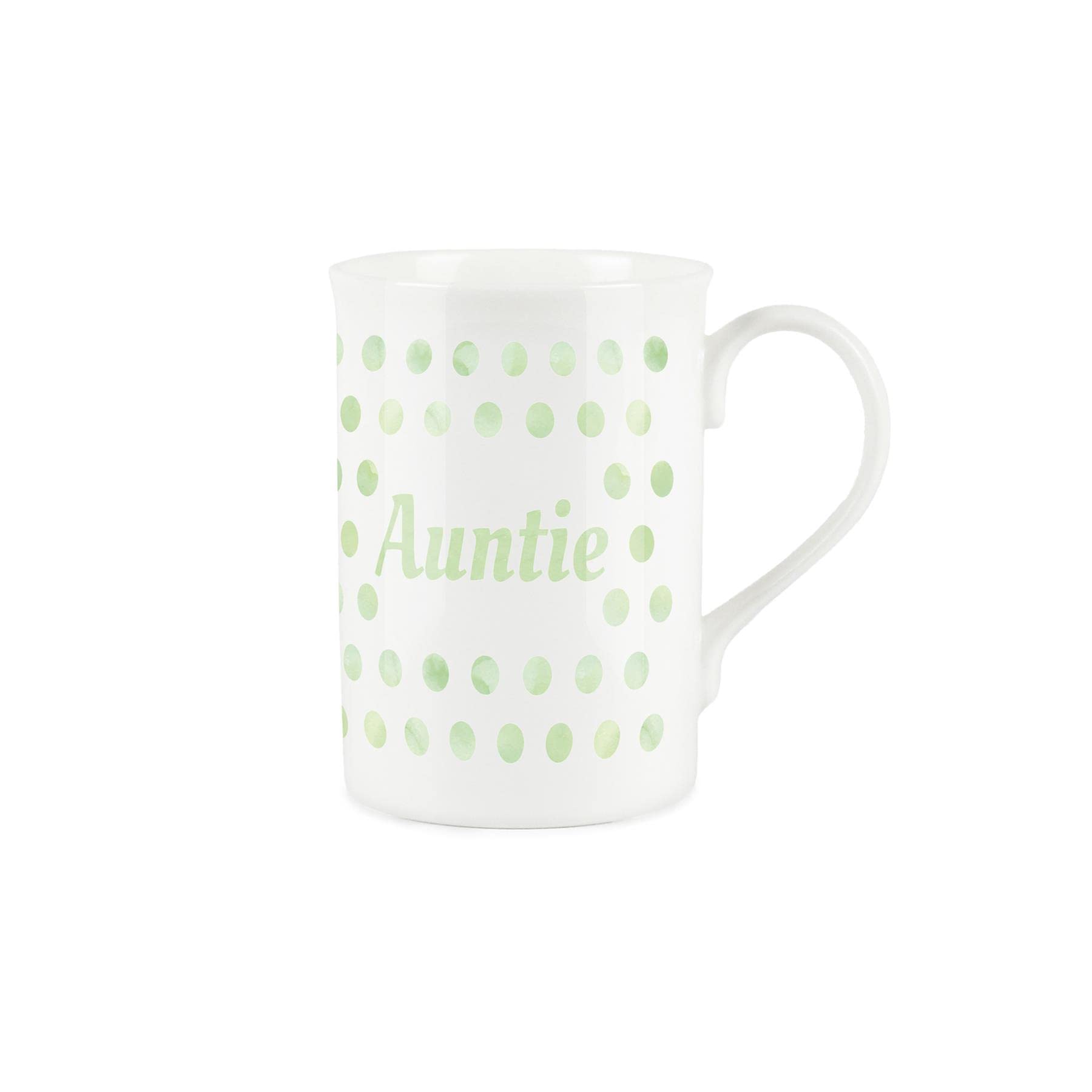 Purely Home Green Polka Dots Spots Auntie Mug - Fine Bone China Gift/Present Mug for Aunt
