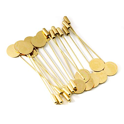 Forise 30pcs New Fashion Round Tray Gold and Silver Color Safety Pins Brooches Needle Suit Tie Hat Scarf Badge for DIY Jewelry Accessories