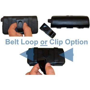 Belt Mounted Leather Case Custom Designed for the Garmin Approach G7 - Black Color with Removable Clip by Gomadic