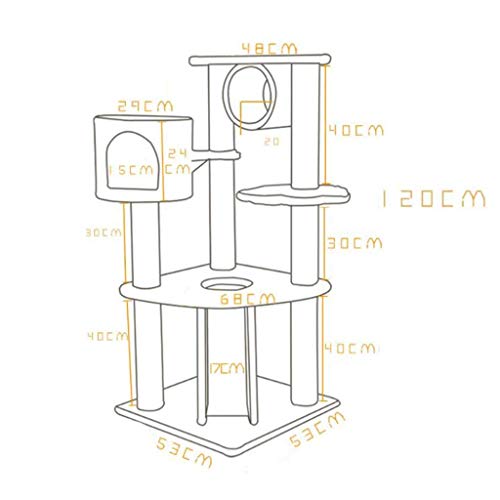 FTFDTMY-Mehrschichtiger-Katzenkletterrahmen-groer-Kratzbaum-im-Innenbereich-Einteilige-Katzenhaus-Sisal-Sule-Katzen-Sprungplattform-Farbe-C