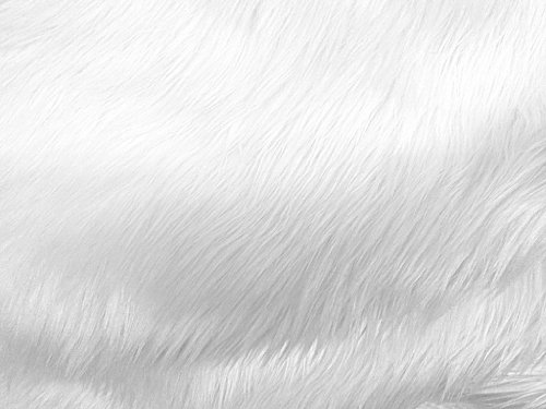 FAUX FAKE FUR SOLID SHAGGY LONG PILE FABRIC - White - 60" WIDTH SOLD BY THE YARD