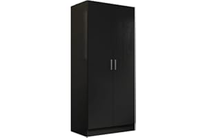 Madesa 2 Door Wardrobe Armoire Closet Hanging Storage Cabinet with Shelf 31" L Organization Unit for Bedroom and Office - Black