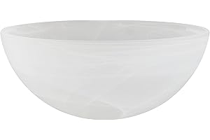 Aspen Creative 23516-21, Alabaster Replacement Glass Shade for Medium Base Socket Torchiere Lamp, Swag Lamp and Pendant, 13" Diameter x 5-3/4" High.