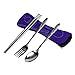 AMA(TM) 3 in1 Stainless Steel Pocket Spoon Fork Chopsticks Diner Set Outdoor Travel Camping Tableware Eating Utensil Spork Tool Kit with Casethumb 4
