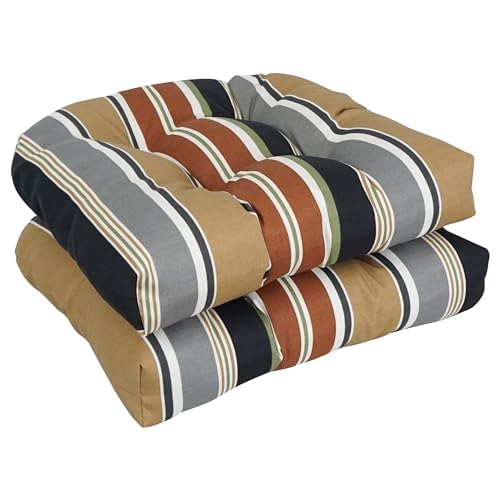 Blazing Needles Rounded Back Tufted Outdoor Chair Cushion, Bella Sandstone, 19…