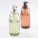 MetroDecor mDesign Glass Foaming Soap Dispenser Pump 2pc Bathroom Accessory Set - Green/Brushed, Sand/Bronze