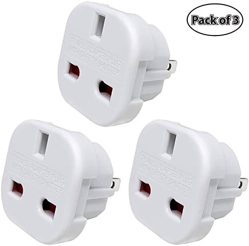 UK to US Travel Adaptor Plug with Safety Shutter and Rotatable Pins, Suitable for People from UK/EU/UAE/KSA/HK/Singapore Travelling in US/JP/Canada/Australia/China etc. (Pack of 3)