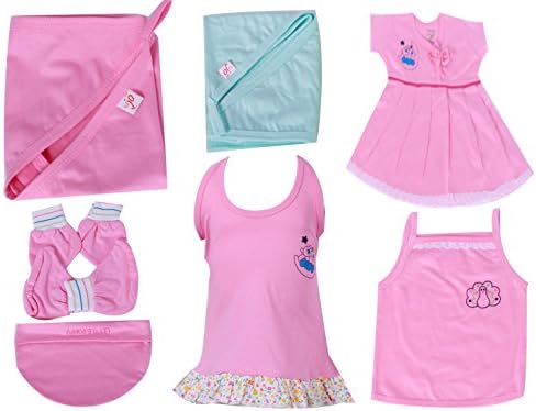 Jo Kids Wear Born Baby Girl 8pcs Combo Pack (8302_0-6 Months_Pink)