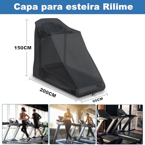 Capa para Esteira, Capa de Esteira Impermeável para Uso Externo, 200 * 95 * 150 Cm, Capa de Esteira Preta, Grande À Prova De Vento para Máquinas de Corrida Em Casa Academia, Umidade-prova