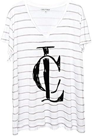 Cara Loren Striped CL Short-sleeved boyfriend fit T-Shirt (X-Large, Gray)