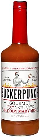SuckerPunch Spicy Ghost Pepper Bloody Mary Mix 32 Ounce, Pack of 12