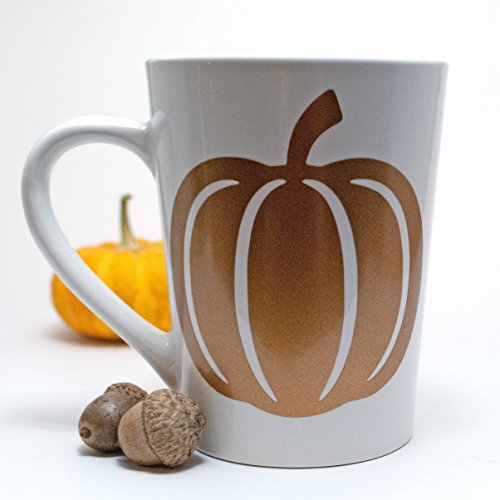 Elegant Fall Pumpkin Coffee Mug in Metallic Copper and White (14oz)
