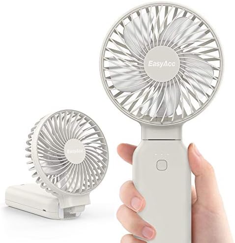 EasyAcc Mini Ventilatore Palmare,9000mAh USB Ventilatore Portatile con Manico Pieghevole Ricaricabile Batteria Ventilatore Piccolo Silenzioso 4 velocità per Casa, Ufficio, Esterno, Campeggio, Viaggio