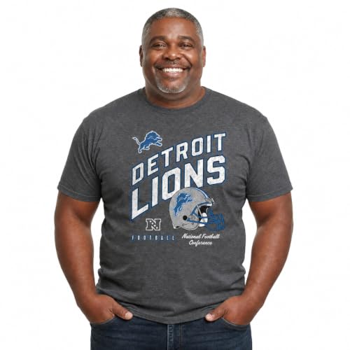 Detroit Lions NFL Distressed Helmet T-Shirt, Unisex Cotton Tee at Amazon