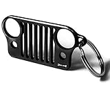 Jeep Grill Key Chain - High Quality Laser-Cut 304 Stainless Steel Keychain - Will Never Rust, Bend or Break! Built by Wrench & Bones for Jeep Wrangler Accessories Enthusiasts (CJ, Black)