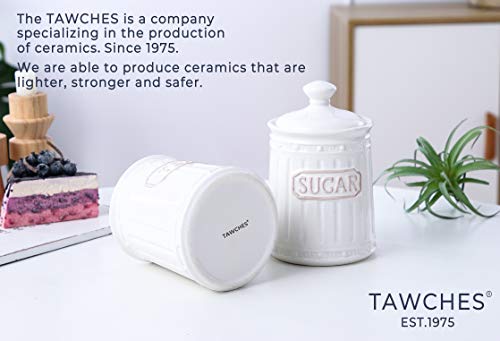 Canisters Sets for the Kitchen Airtight, White Kitchen Canisters set of 3 for Coffee Tea Sugar, Ceramic Canisters With Lids TAWCHES