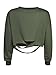 Choies Women Army Green Long Sleeve Ripped Cropped Sweatshirt Loose Pullover Crop Top