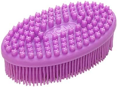 Trigle Silicone Brush Bath Shampoo Comb Cleaning Brush Face & Body Gentle Scrub Skin Exfoliation Massage Nubs Improve Cellulite (Purple)
