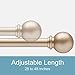 Kenney Chelsea Ball End Window Curtain Rod, Adjustable Curtain Rod for Windows 28 to 48 Inches, Extendable Curtain Rod Set, Soft Brass Gold