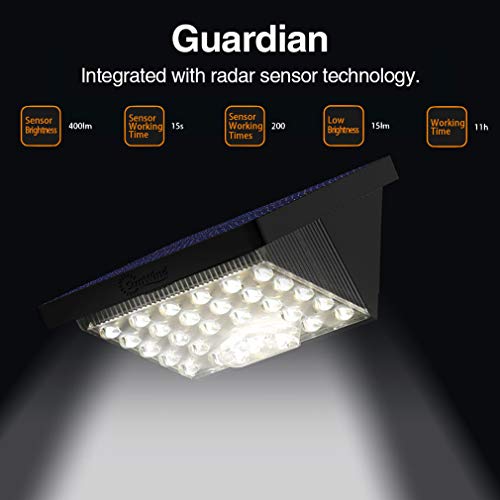 Solar Wall Lights Outdoor – Sunwind 2 Modes Microwave Radar Detective Waterproof Security Lights with Wide Angle Illumination for Front Door Garden Porch Patio Yard Deck Stairway Driveway (Black)