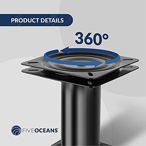 Five Oceans Boat Seat Pedestals, 8" Boat Seat Fixed Pedestal with 360 Degree Swivel, EDC Steel