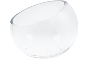 WGVI Slant Cut Bowl Glass Vase, Width 5.5", Height 4.5", Clear Terrarium, Candy Dish, Fruit Jar, Floral Container for Wedding