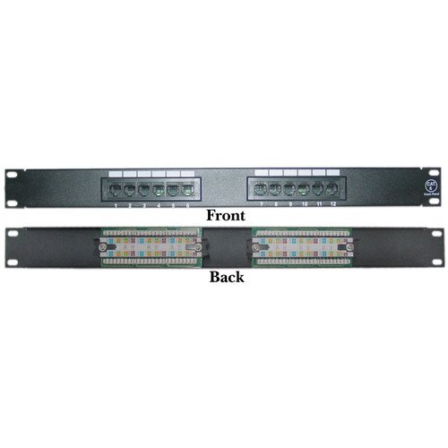 CableWholesale's Rackmount 12 Port Cat6 Patch Panel, Horizontal, 110 Type, 568A & 568B Compatible, 1U