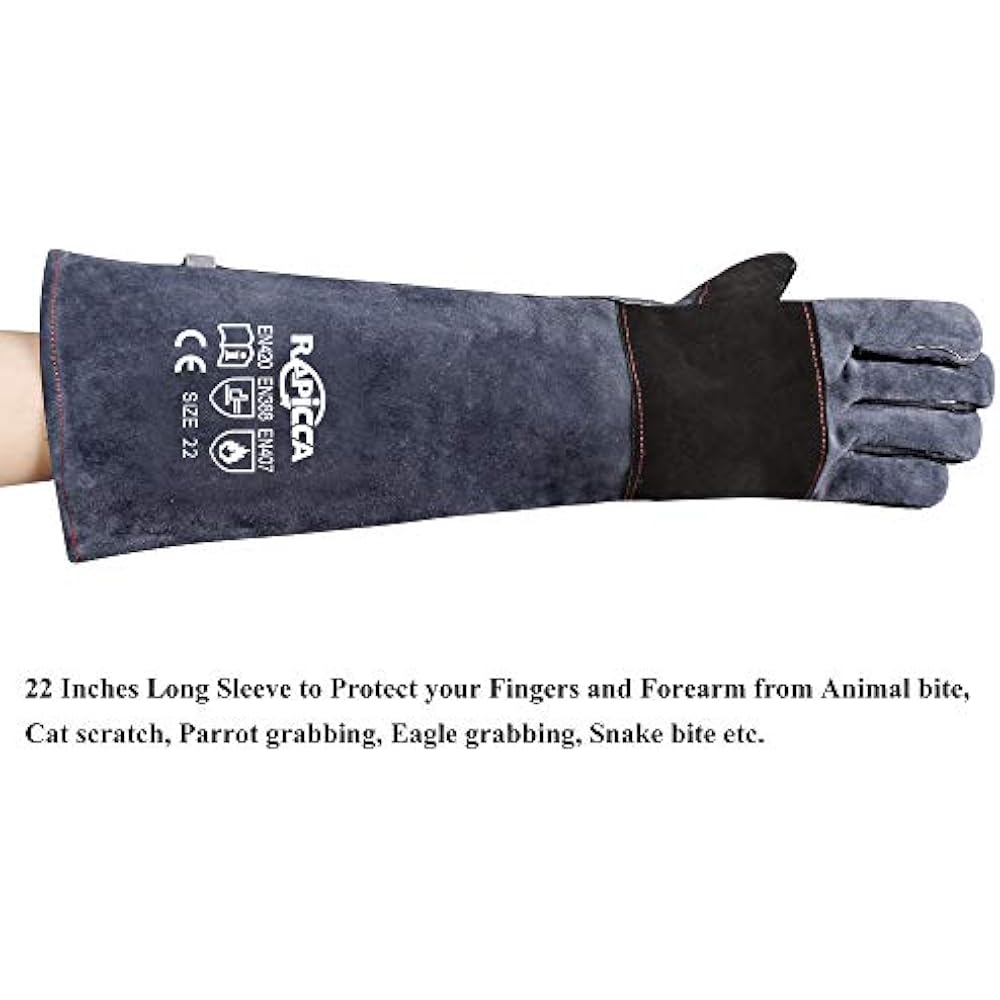 Animal Handling Gloves Bite Proof Kevlar Reinforced Leather Padding Dog