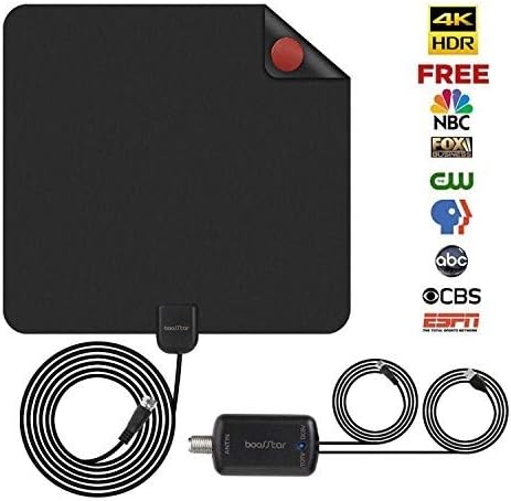 TV Antenna, Indoor HDTV Antenna 1080P 50-80 Miles Range with 2018 Newest Type Switch Console Amplifier Signal Booster, USB Power Supply and 16.45ft Coax Cable, Black Appearance (2018 New Version)