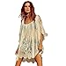 UPLOTER Vintage Embroidered Floral Lace Crochet Mini Dress