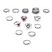 Edtoy 1 set of 14pcs Alloy European and American Bohemian Style Women's Turquoise Rings