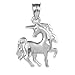 Animal Kingdom .925 Sterling Silver Satin Finish Unicorn Charm Pendant