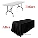 TEKTRUM 6' FT LONG FITTED TABLE SKIRT COVER FOR TRADE SHOW - THICK/HEAVY DUTY/DURABLE FABRIC (Black)