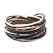 COOLLA Adjustable Men's Bracelet Cuff Brown Leather Multicolour Ropes and Metal Woven Snapper 582s