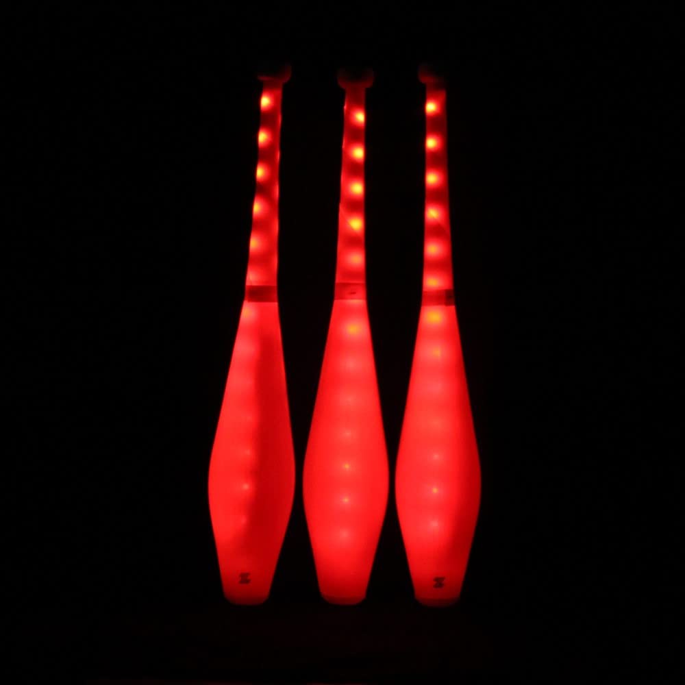 Zeekio - Multi-Color LED Light Up Juggling Clubs - with Charger & Wireless Remote - for Beginners, All Levels - Bright & Vibrant Colors Durable - 20.5”L - Set of 3