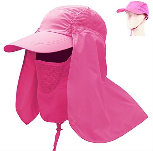 Jack Seller@ Fishing Sun Hat, 360°Outdoor Sun Protection Fishing Hat With Removable Neck &amp; Face Flap Cover, UPF 50+ Cap (Pink, AT-HWM)