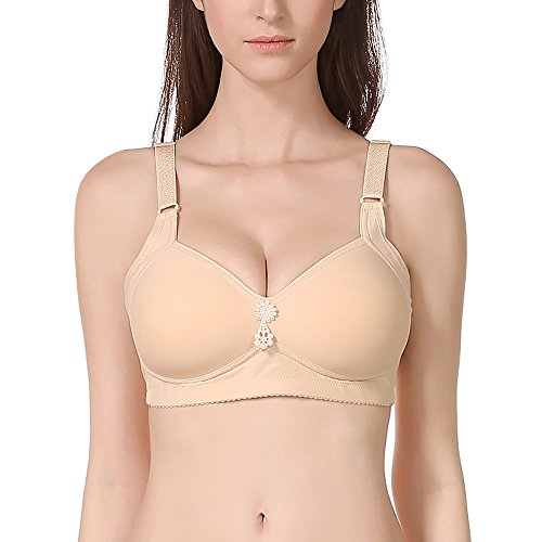 Desirelove Women's Comfort Full Coverage Push up Lift Contour Wire Free Bra 36B Almond