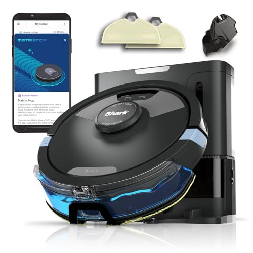 Shark Matrix Plus 2-in-1 Self-Empty Robotstofzuiger & Mop met LiDAR Home Mapping & Kantreiniging, voor Tapijt, Harde Vloeren & Huisdierhaar, Anti-Allergeen, Wifi/App, Zwart, RV2620WAEU