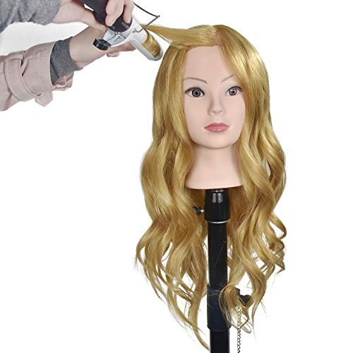 XT 28 inches Long Hair Mannequin Head with 60 Human Hair Practice Training Head for Curling