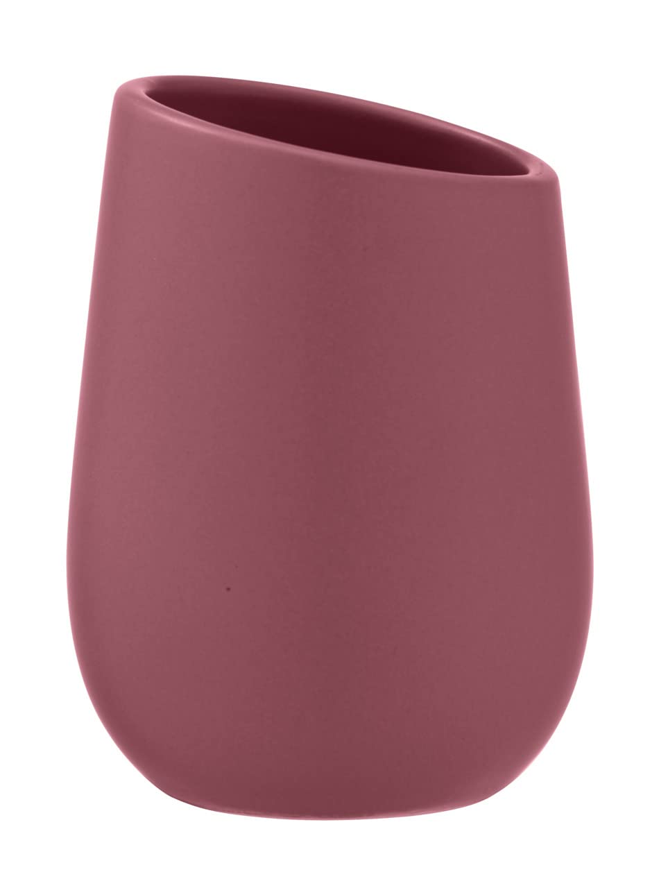 WENKO Badi Ceramic Toothbrush Mug, Matt Finish, Perfect for Bathroom & Guest WC, Ø 8 x 11 cm, Dusky Pink