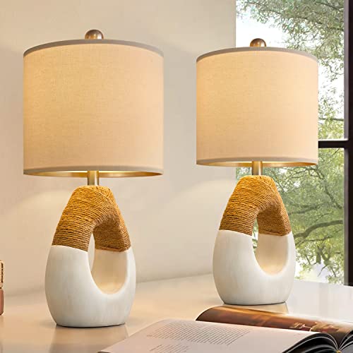 OYEARS Boho Table Lamps Bedroom Living Room Set 2 Sleeping and Reading