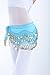 AEY Chiffon Dangling Gold Coins Belly Dance Hip, H-Light Blue, Size One Size