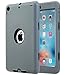 E LV Hybrid Armor Protection Defender Case Cover for iPad Mini / iPad Mini 2 / iPad Mini 3 with 1 Stylus and 1 Cleaning Cloth - [GREY/BLACK]